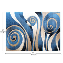 Load image into Gallery viewer, 5' x 7' Circular Area Rug - Blue and Beige Olefin Fibers with Jute Backing