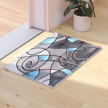 Load image into Gallery viewer, 2' x 3' Blue Abstract Pattern Area Rug - Olefin Rug