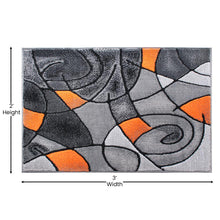Load image into Gallery viewer, 2' x 3' Orange Abstract Pattern Area Rug - Olefin Rug