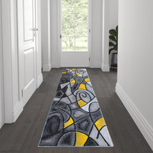 Load image into Gallery viewer, 2' x 7' Yellow Abstract Area Rug - Olefin Rug