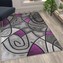 Load image into Gallery viewer, 3' x 5' Purple Abstract Area Rug - Olefin Rug