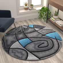 Load image into Gallery viewer, 5' x 5' Round Blue Abstract Area Rug - Olefin Rug