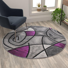 Load image into Gallery viewer, 5' x 5' Round Purple Abstract Area Rug - Olefin Rug