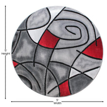 Load image into Gallery viewer, 5' x 5' Round Red Abstract Area Rug - Olefin Rug