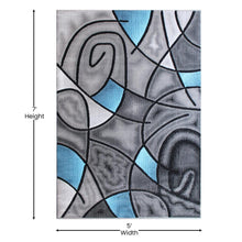Load image into Gallery viewer, 5' x 7' Blue Abstract Area Rug - Olefin Rug - Living Room, Bedroom,, Family Room