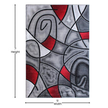 Load image into Gallery viewer, 5' x 7' Red Abstract Area Rug - Olefin Rug - Living Room, Bedroom,, Family Room