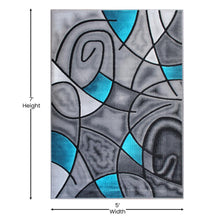 Load image into Gallery viewer, 5' x 7' Turquoise Abstract Area Rug - Olefin Rug