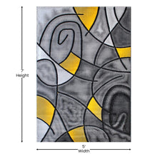 Load image into Gallery viewer, 5' x 7' Yellow Abstract Area Rug - Olefin Rug