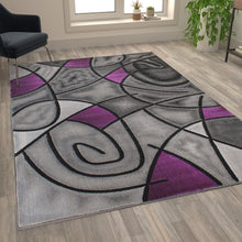 Load image into Gallery viewer, 6' x 9' Purple Abstract Area Rug - Olefin Rug