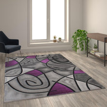 Load image into Gallery viewer, 6' x 9' Purple Abstract Area Rug - Olefin Rug