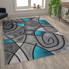 Load image into Gallery viewer, 6' x 9' Turquoise Abstract Area Rug - Olefin Rug