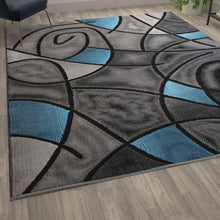 Load image into Gallery viewer, 8' x 10' Blue Abstract Area Rug - Olefin Rug