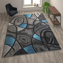 Load image into Gallery viewer, 8' x 10' Blue Abstract Area Rug - Olefin Rug