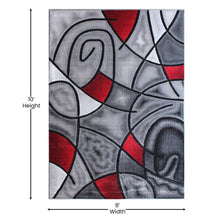 Load image into Gallery viewer, 8' x 10' Red Abstract Area Rug - Olefin Rug - Living Room, Bedroom,, Family Room