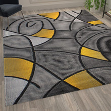 Load image into Gallery viewer, 8' x 10' Yellow Abstract Area Rug - Olefin Rug