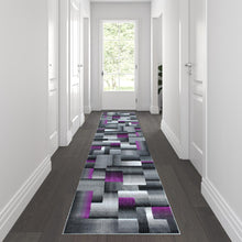 Load image into Gallery viewer, 2' x 10' Purple Color Blocked Area Rug - Olefin Rug