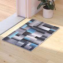 Load image into Gallery viewer, 2' x 3' Blue Color Blocked Area Rug - Olefin Rug