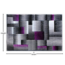 Load image into Gallery viewer, 2' x 3' Purple Color Blocked Area Rug - Olefin Rug