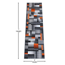 Load image into Gallery viewer, 2' x 7' Orange Color Blocked Area Rug - Olefin Rug