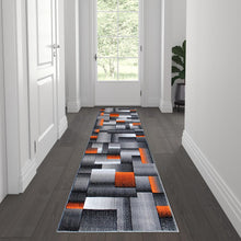 Load image into Gallery viewer, 2' x 7' Orange Color Blocked Area Rug - Olefin Rug