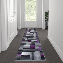 Load image into Gallery viewer, 2' x 7' Purple Color Blocked Area Rug - Olefin Rug
