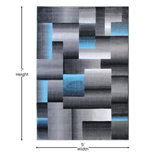 Load image into Gallery viewer, 5' x 7' Blue Color Blocked Area Rug - Olefin Rug