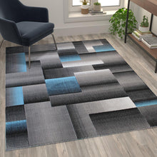 Load image into Gallery viewer, 5' x 7' Blue Color Blocked Area Rug - Olefin Rug