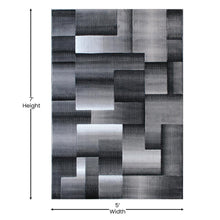 Load image into Gallery viewer, 5' x 7' Gray Color Blocked Area Rug - Olefin Rug