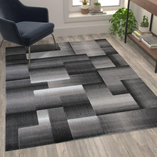 Load image into Gallery viewer, 5' x 7' Gray Color Blocked Area Rug - Olefin Rug