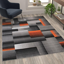Load image into Gallery viewer, 5' x 7' Orange Color Blocked Area Rug - Olefin Rug