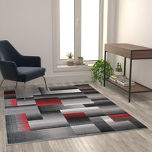 Load image into Gallery viewer, 5' x 7' Red Color Blocked Area Rug - Olefin Rug