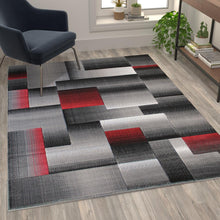 Load image into Gallery viewer, 5' x 7' Red Color Blocked Area Rug - Olefin Rug