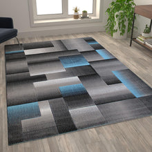 Load image into Gallery viewer, 6' x 9' Blue Color Blocked Area Rug - Olefin Rug