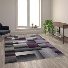 Load image into Gallery viewer, 6' x 9' Purple Color Blocked Area Rug - Olefin Rug