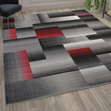 Load image into Gallery viewer, 8' x 10' Red Color Blocked Area Rug - Olefin Rug