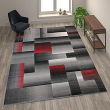 Load image into Gallery viewer, 8' x 10' Red Color Blocked Area Rug - Olefin Rug