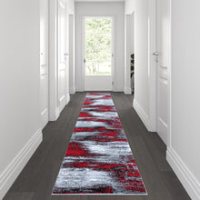 Load image into Gallery viewer, 2' x 10' Red Abstract Area Rug - Olefin Rug