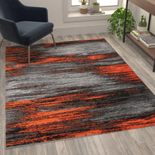 Load image into Gallery viewer, 5' x 7' Orange Scraped Design Area Rug - Olefin Rug with Jute Backing
