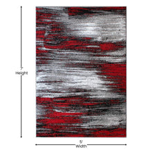 Load image into Gallery viewer, 5' x 7' Red Scraped Design Area Rug - Olefin Rug with Jute Backing