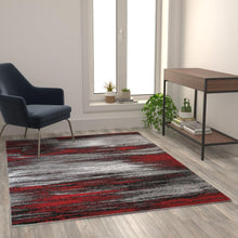 Load image into Gallery viewer, 5' x 7' Red Scraped Design Area Rug - Olefin Rug with Jute Backing
