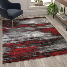 Load image into Gallery viewer, 5' x 7' Red Scraped Design Area Rug - Olefin Rug with Jute Backing