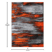 Load image into Gallery viewer, 8' x 10' Orange Scraped Design Area Rug - Olefin Rug with Jute Backing