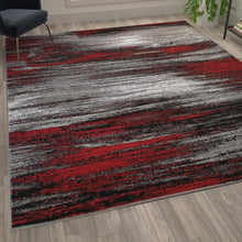 Load image into Gallery viewer, 8' x 10' Red Scraped Design Area Rug - Olefin Rug with Jute Backing