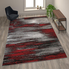 Load image into Gallery viewer, 8' x 10' Red Scraped Design Area Rug - Olefin Rug with Jute Backing