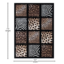 Load image into Gallery viewer, 5' x 7' Area Rug with Cheetah, Leopard, Zebra and Giraffe Design Raised Squares