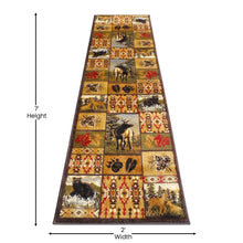 Load image into Gallery viewer, Beige 2' x 7' Wilderness Bear and Moose Area Rug with Jute Backing for Use