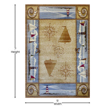 Load image into Gallery viewer, Sovalye Collection Beige Nautical Themed 5' x 7' Area Rug with Jute Backing for Living Room, Bedroom, Entryway