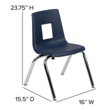 Load image into Gallery viewer, Advantage Navy Student Stack School Chair - 14-inch