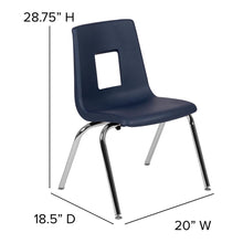 Load image into Gallery viewer, Advantage Navy Student Stack School Chair - 16-inch
