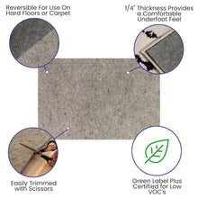 Load image into Gallery viewer, Slide-Stop Cushion Rug Pad, 1/4" Thick, for 4'x6' Area Rug, Gray